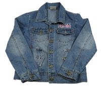 Modrá rifľová bunda s výšivkami květů CrashOne