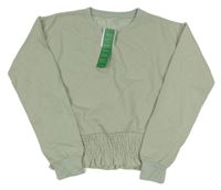 Nové - Zelená trblietavá crop mikina