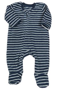 Tmavomodro-biely pruhovaný fleecový overal George