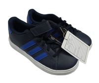 Nové - Tmavomodré koženkové botasky s pruhy Adidas vel. 30