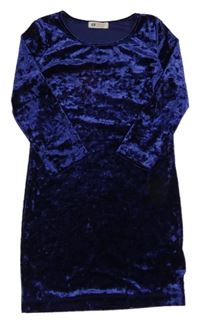 Tmavomodré sametové mini šaty H&M