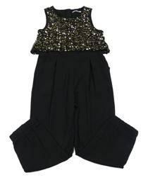 Černo-zlatý kalhotový overal s flitry M&S