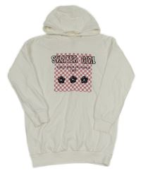 Biela šatová mikina s nápismi a květy z flitrů a kapucňou F&F