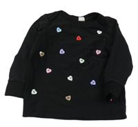 Černé triko s 3D srdíčky 