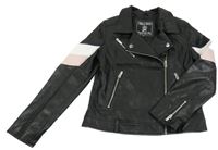 Čierno-bielo-ružový crop koženkový krivák C&A