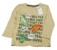 Nové - Béžové tričko s nápismi a diny Pep&Co