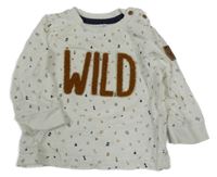 Bielo-hnedé vzorované tričko s nápisom Mothercare