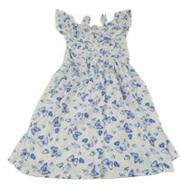 Bielo-modré šaty s motýlikmi a volánikom LC Waikiki