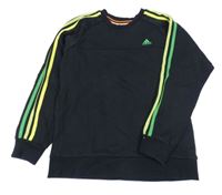 Černo-zeleno-žlutá mikina s pruhy a logem Adidas