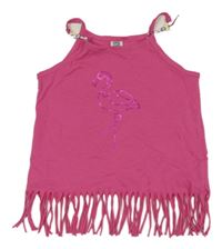 Fuchsiový crop top s plameňákem a strapcemi Kiki&Koko