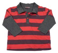 Červeno-fialovo-šedé pruhované polo triko Lonsdale