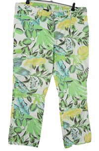 Dámské bílo-barevné květované plátěné crop kalhoty Maxi Blue 
