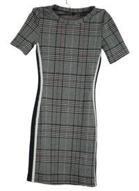 Dámské černo-bílo-růžové kostkované minišaty s pruhmi H&M