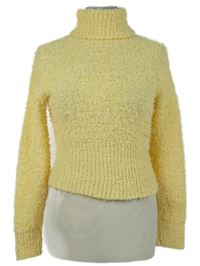 Dámsky žltý chlpatý svetrový crop rolák