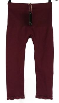 Nové - Dámske vínové capri stahovcí spodné legíny s čipkou Esmara