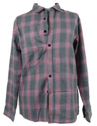 Dámska ružovo-sivá kockovaná blúzka