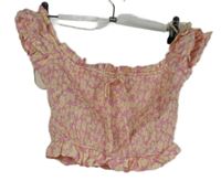 Dámska ružová kvietkovana žabičková crop blúzka Zara