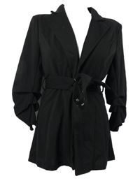 Dámsky čierny kabátový cardigán s opaskom Shein