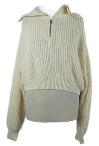 Dámsky smotanový crop oversized sveter s golierom Primark