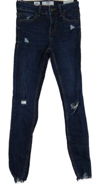 Dámské tmavomodré skinny rifle s prošoupáním vel. 32