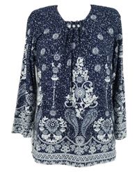 Dámská tmavomodro-bílá vzorovaná halenka Terreti 