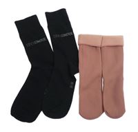 Nové - 2x Dámské černé + růžové ponožky vel. 35-38