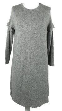 Dámské šedé melírované pletené šaty s volánky Dorothy Perkins 