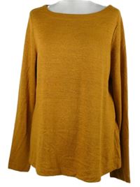 Dámsky horčicový trblietavý sveter Hema