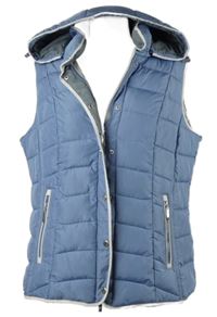 Dámska svetlomodrá šušťáková zateplená vesta s kapucňou Bonita
