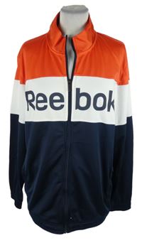 Pánská červeno-bílo-tmavomodrá sportovní funkční propínací mikina s logem Reebok 
