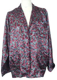 Pánský vínový vzorovaný saténový pyžamový kabátek