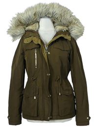 Dámska hnedá šušťáková zimná bunda s kapucňou Topshop