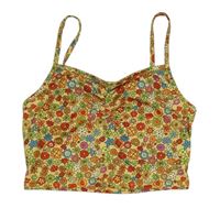 Žltý kvetinový crop top Shein