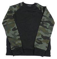Černo-army mikina s 3D nápisom Primark