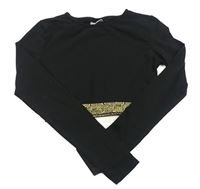 Černo-zlaté crop triko Matalan