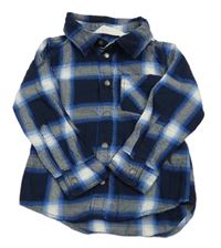 Tmavomodro-sivo-biela kockovaná košeľa H&M