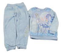 Svetlomodré chlpaté pyžama s Elsou Disney