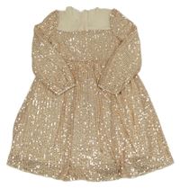 Béžové tylové flitrované šaty ¨