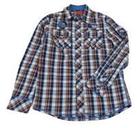 Čierno-bielo-farebná kockovaná košeľa s nášivkami Esprit