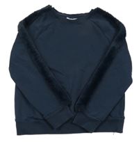 Tmavomodrá mikina s kožúškom JCB