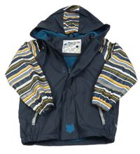 Tmavomodro-pruhovaná nepromokavá jarná bunda s kapucňou Lupilu