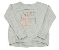 Bielo-sivá melírovaná ľahká mikina s nápisom H&M