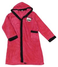Malinovo-čierny chlpatý župan s Monster High a kapucňou C&A