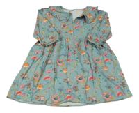 Modré květinové flanelové propínací šaty LC Waikiki