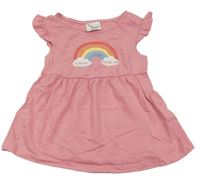 Ružové bavlnené šaty s dúhou Pocopiano