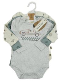 Nové - 3 x body - béžové s autem + kaki s auty + béžové s autami Rabbit Bear