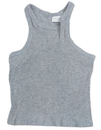 Sivý rebrovaný crop top