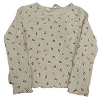 Béžové žebrované triko s třešněmi H&M