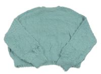 Svetlomodrý chlpatý crop sveter H&M