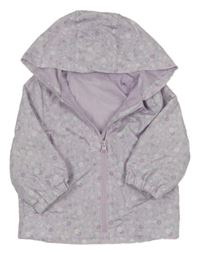 Lila kvetovaná šušťáková jarná bunda s kapucňou zn. Ergee